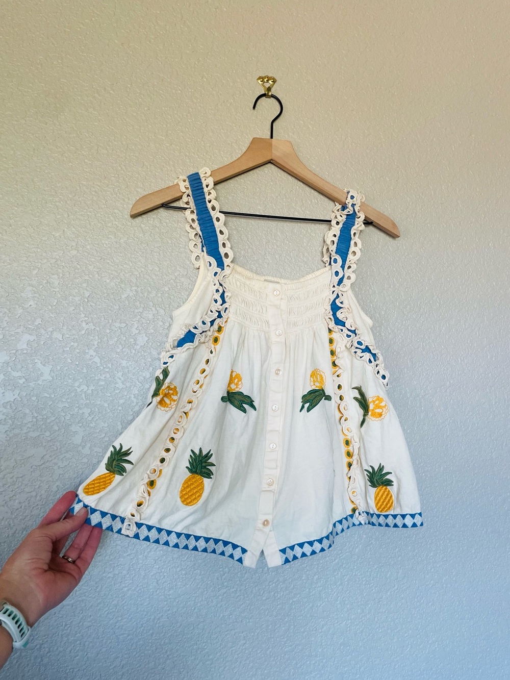 Anthropologie Pineapple Ruffled Tank
